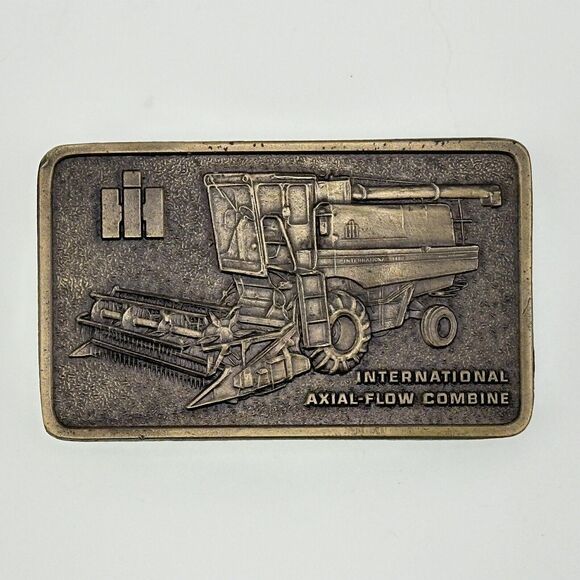 International Harvester Lewis Corp Brass Belt Buckle IH 1480 Axial-Flow Combine - Picture 1 of 6